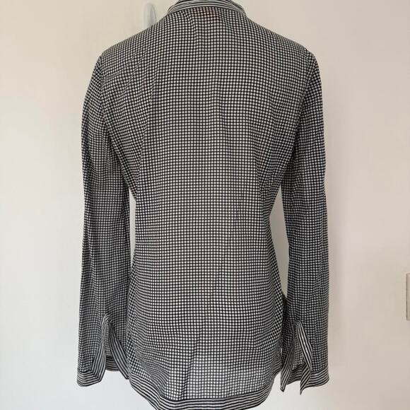 TORY BURCH NAVY/WHITE V-NECK BLOUSE - Picture 6 of 8